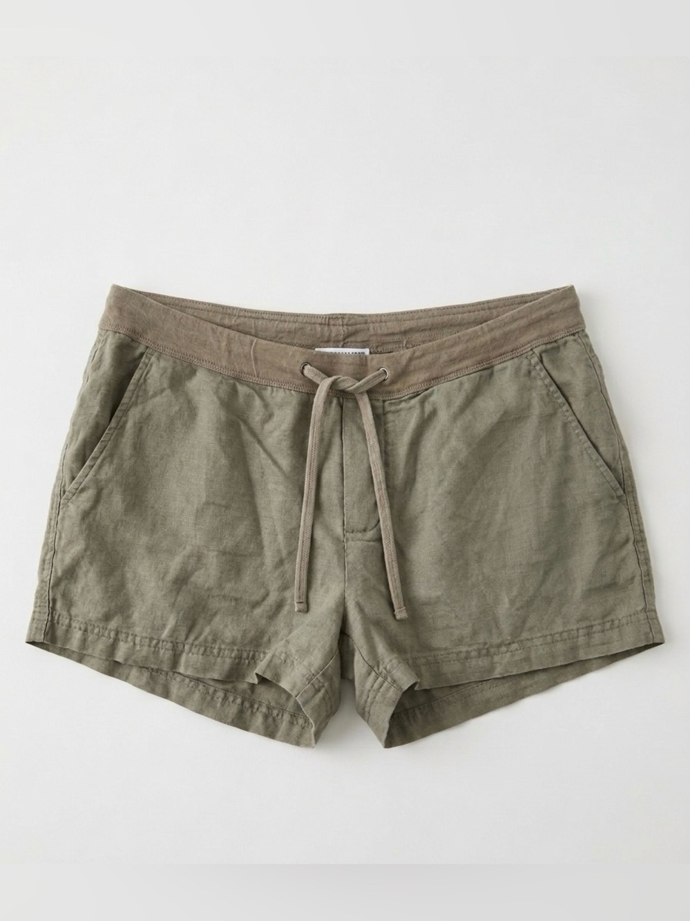 Standard James Perse Linen Shorts Size 3/L Drawstring Olive Taupe Coastal